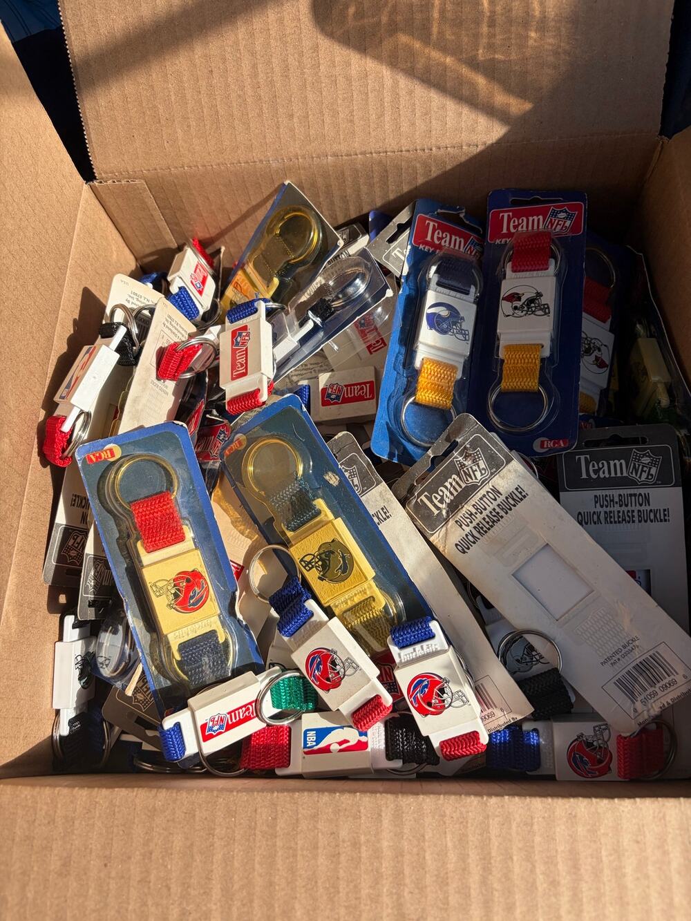 Vintage NOS NFL & NBA key Chains- LOT of 75